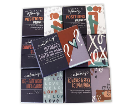 All 7 Card Decks (Positions Volume 1 and 2, Bedroom Game, Conversation Starters, Truth or Dare, Romantic and Sexy Coupons, Date Night Ideas)