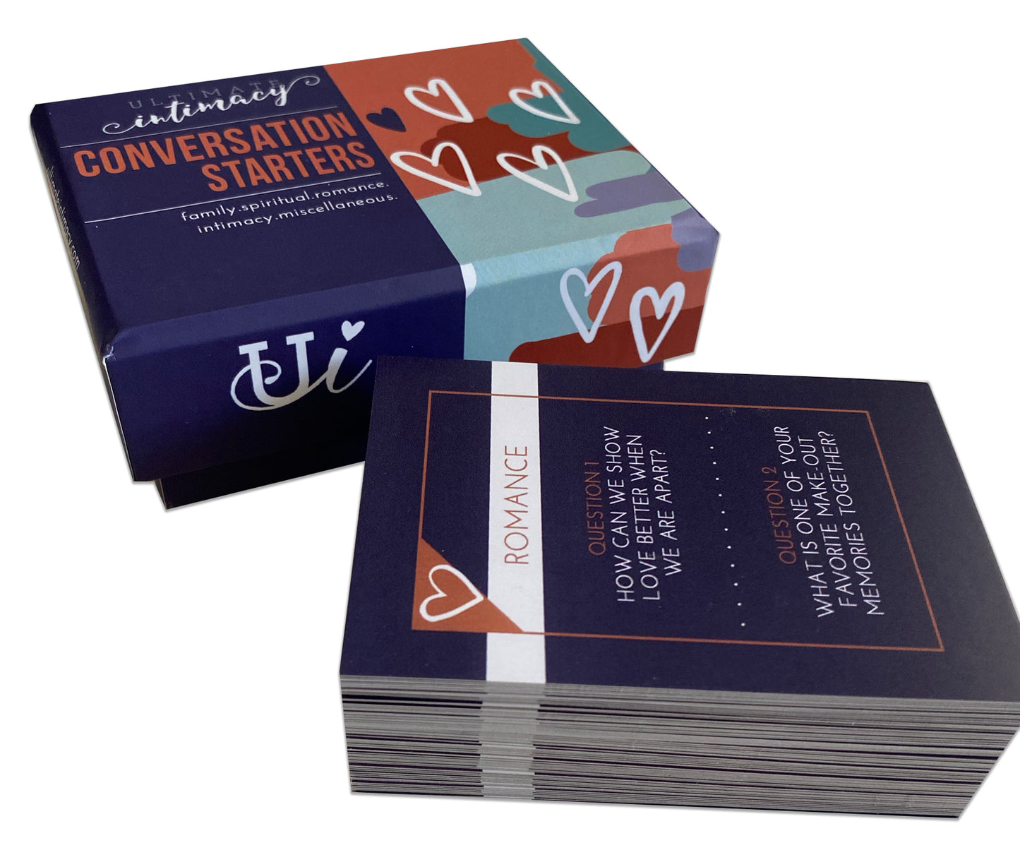 Conversation Starters Card Deck, with over 150+ questions in intimacy, romance, family and more!